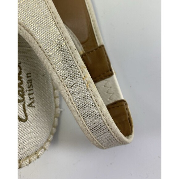 Clarks Artisan Slingback Espadrille Wedge Sandal Leather Flower SlipOn Women 7.5 - Picture 15 of 16